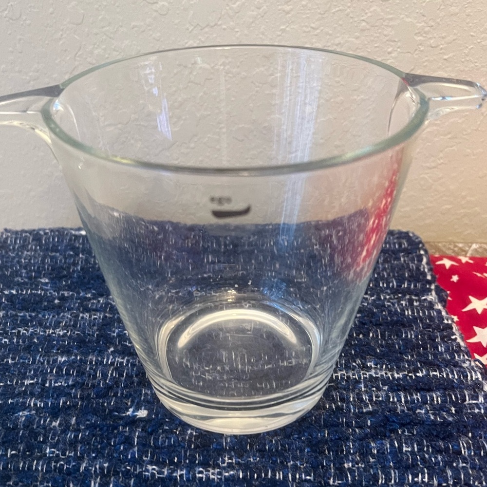 Ego made in Italy Glass Ice Bucket/Wine Cooler with handles W:5″ H:4-7/8″